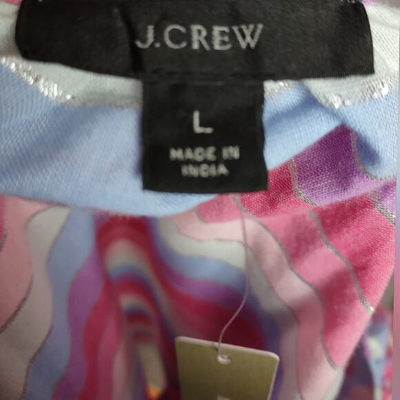 J Crew Peasant top in metallic pastel stripe Size Large - Picture 5 of 13